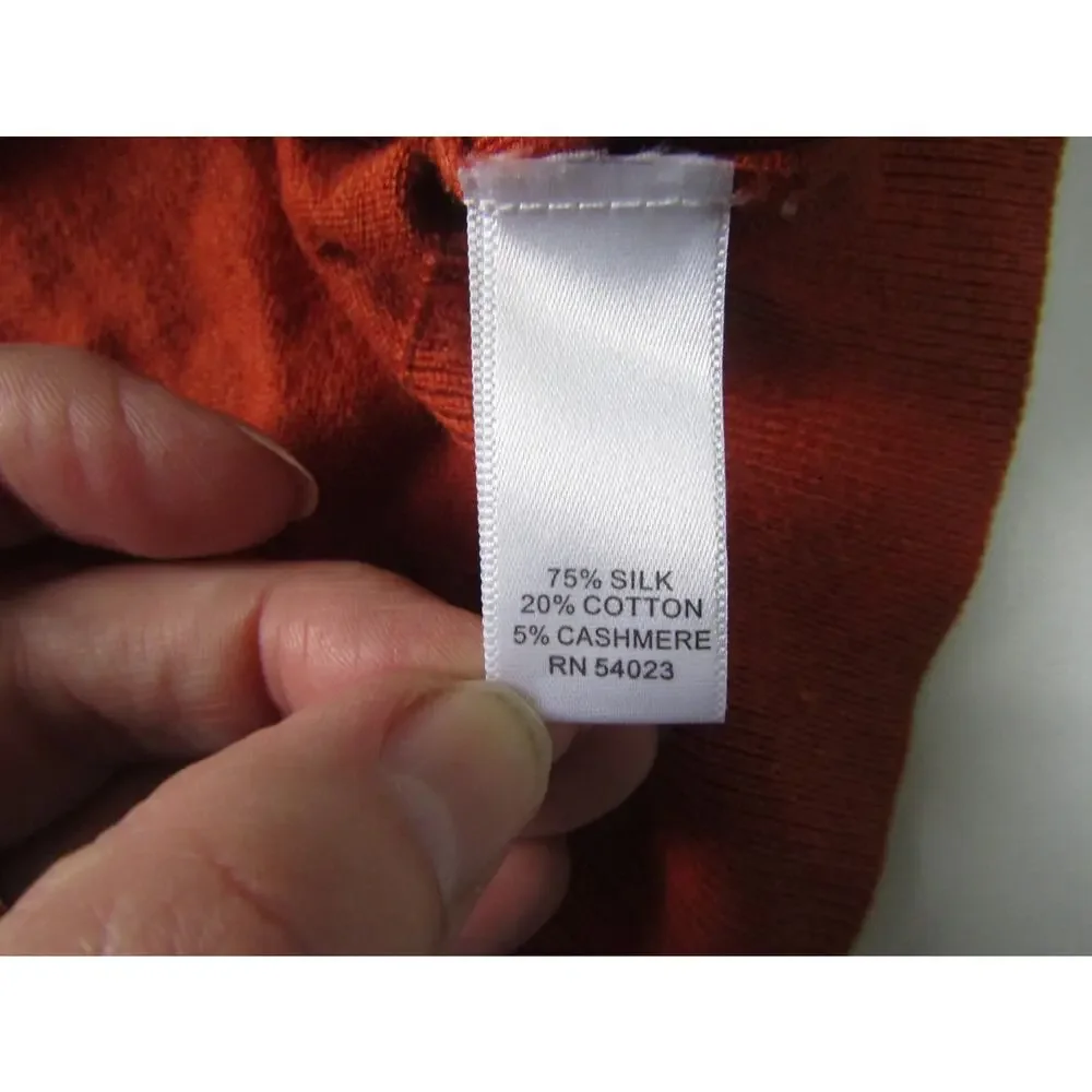 Banana Republic Men's XL Luxury Blend V-Neck Sweater‎ Cayenne Orange Silk Cotton